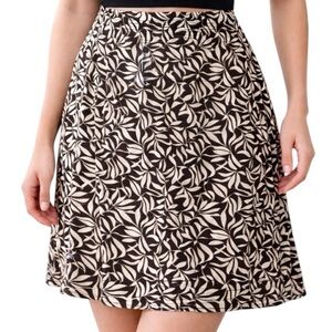 Ann Taylor Brown White Leaf Print A-Line Skirt XS Pull On